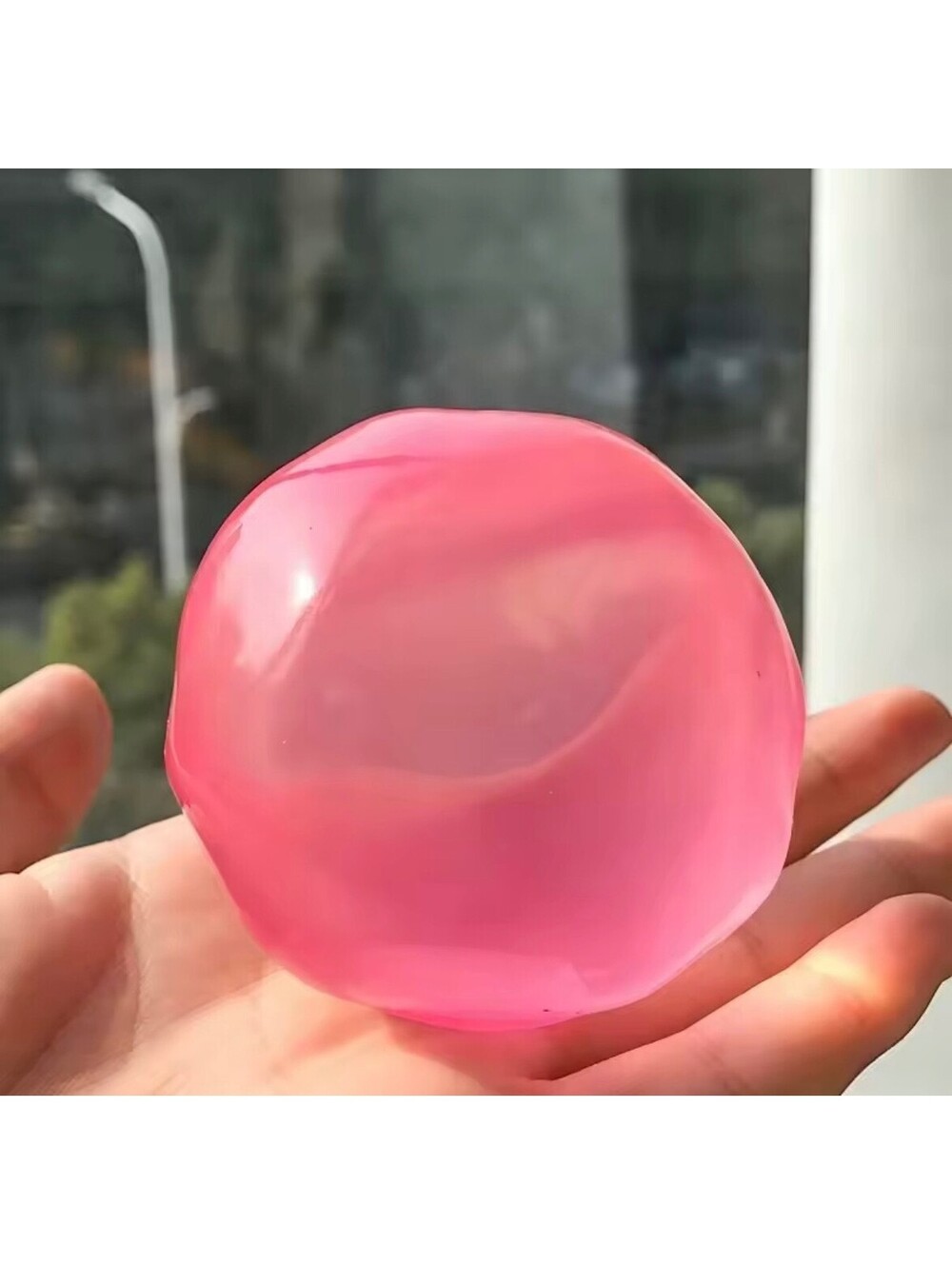 Pink Squishy Coconut Oil Mochi Ball Transparent Maltose Stress Relief
